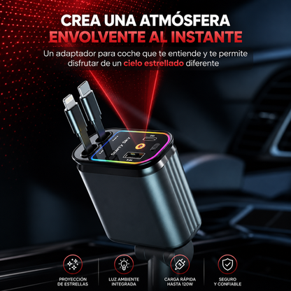 Cargador 4 en 1 para Coche con Proyector