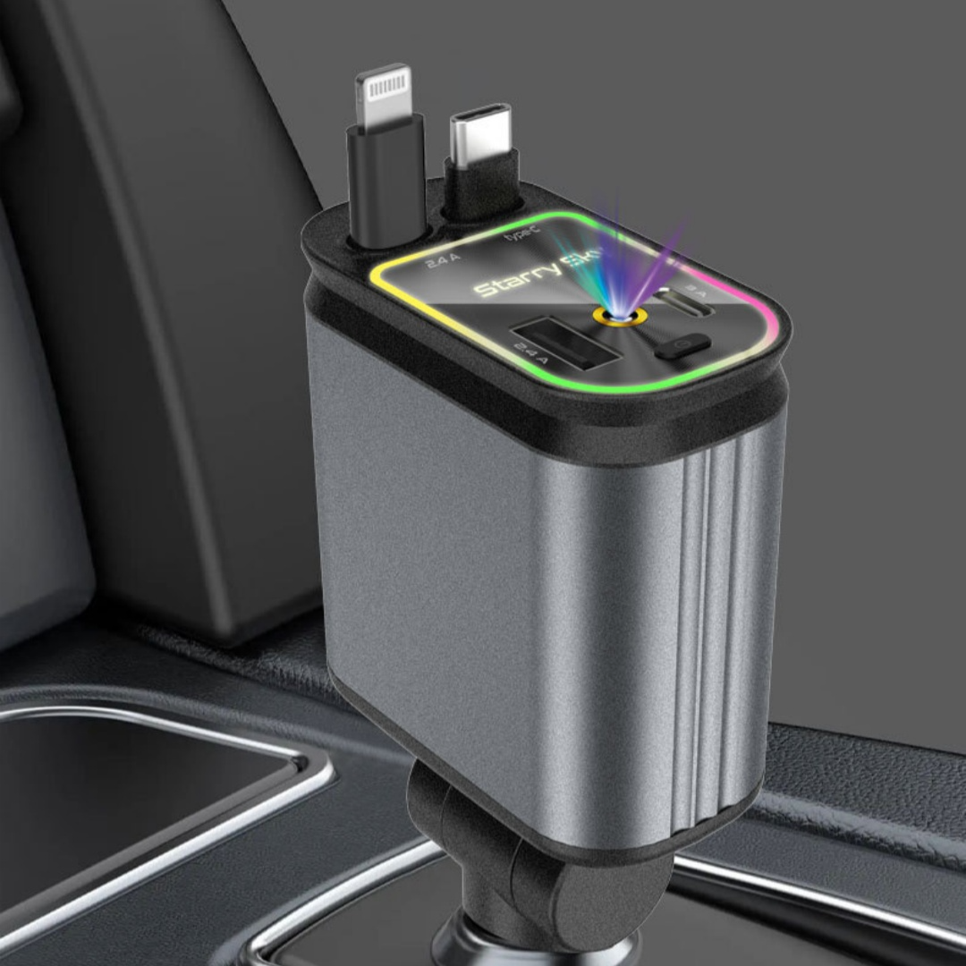 Cargador 4 en 1 para Coche con Proyector